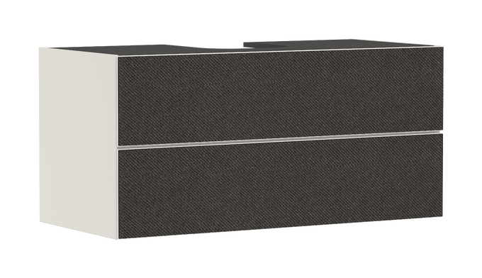 Mueble de baño beige arena mate 1180/550 con 2 cajones para consolas con recorte en el centro