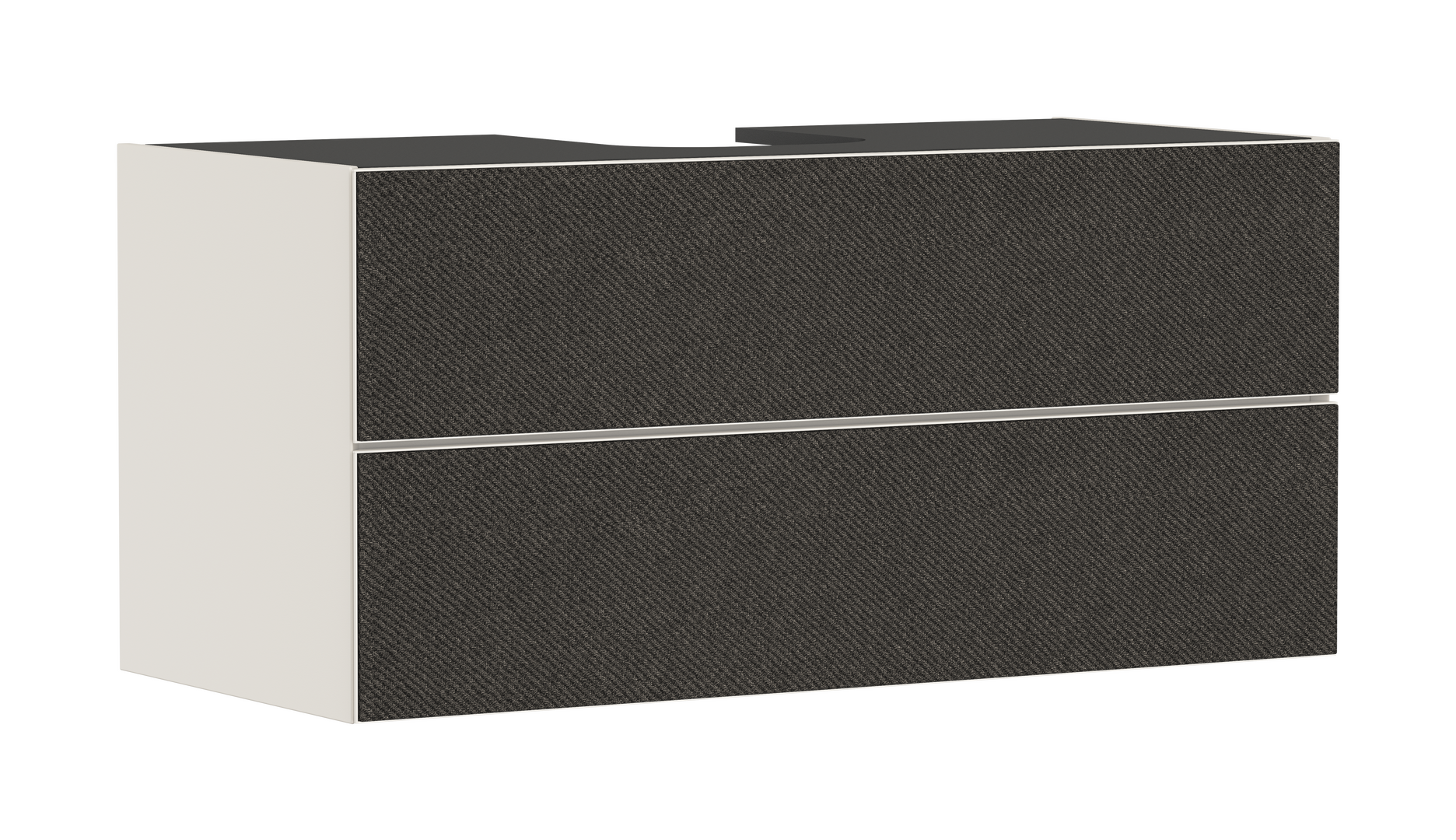 Onderkast Zand Mat Beige 1180/550 met 2 laden voor console met uitsparing in het midden