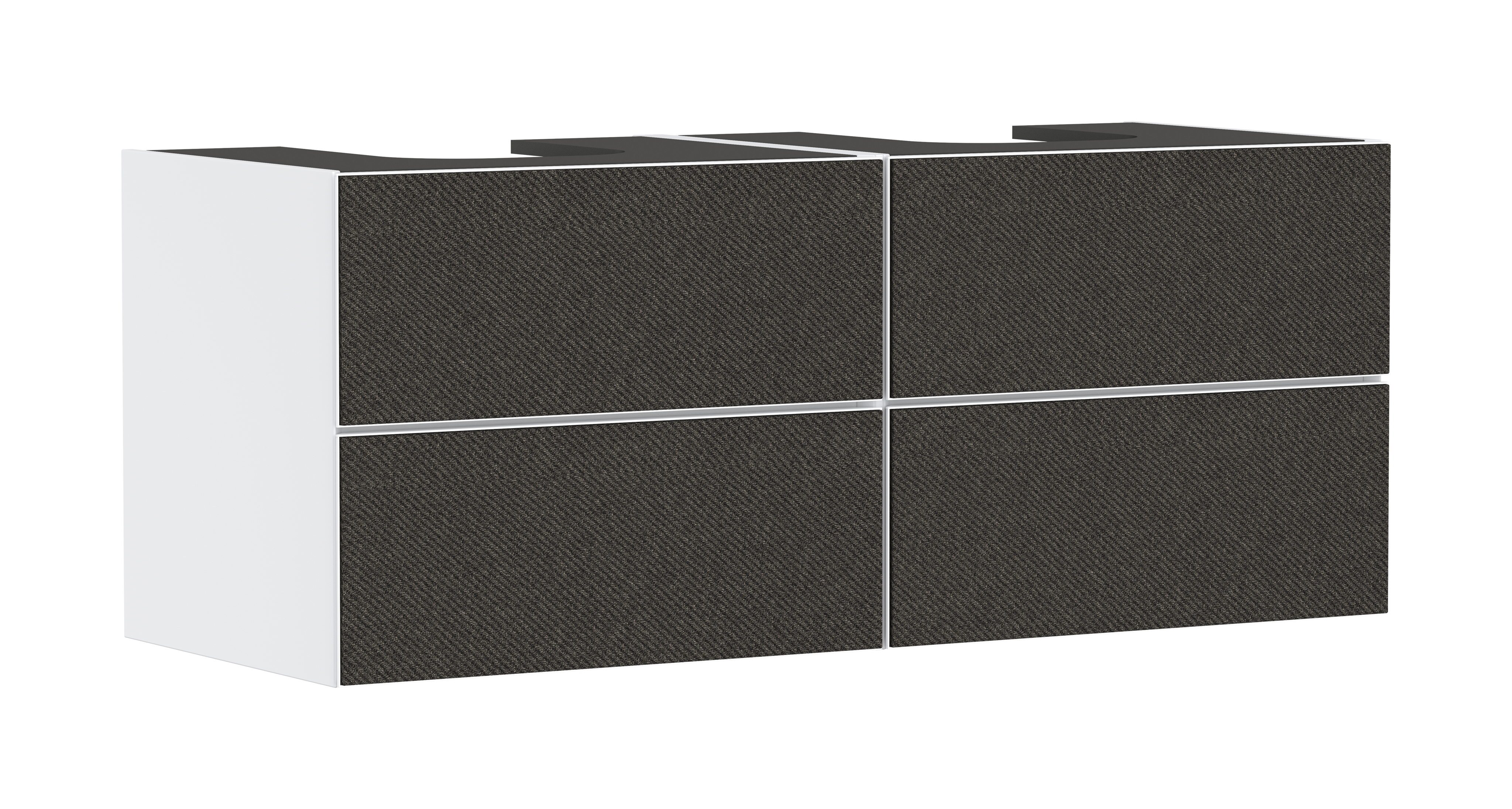 Mueble de baño blanco mate 1370/550 con 4 cajones para consolas con 2 recortes