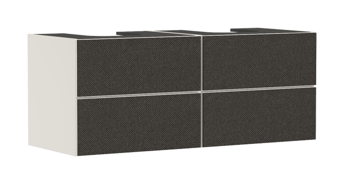 Meuble sous-lavabo Sable beige mat 1370/550 avec 4 tiroirs pour 2 lavabos à poser