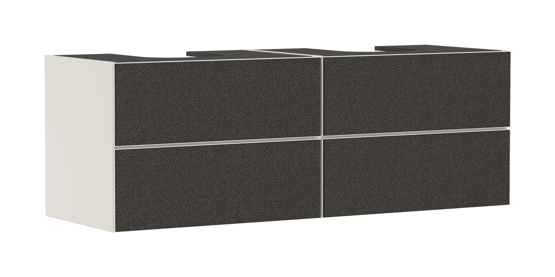 Mueble de baño beige arena mate 1570/550 con 4 cajones para consolas con 2 recortes