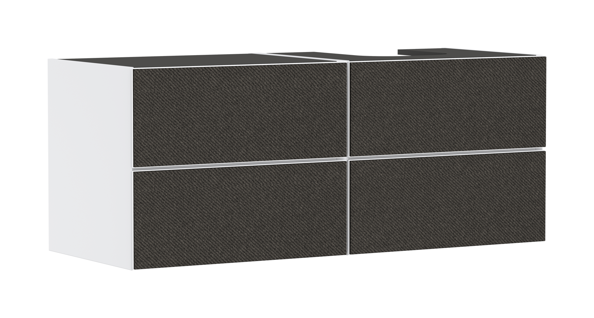 Szafka pod szlifowaną umywalkę wpuszczaną w blat/nablatową po prawej stronie z 4 szufladami 1370/550