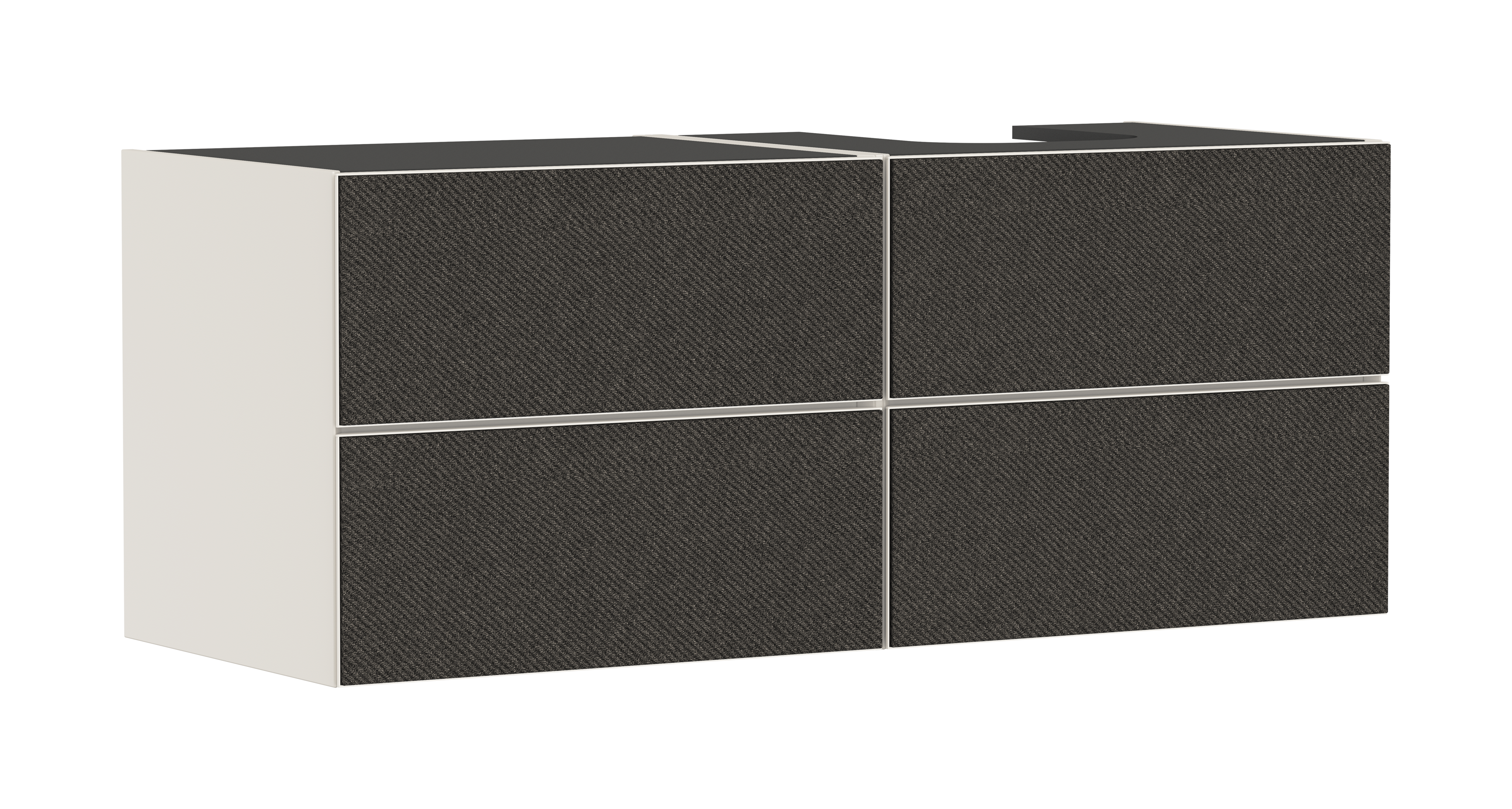 Vanity unit Sand Matt Beige 1370/550 with 4 drawers for console with cutout right