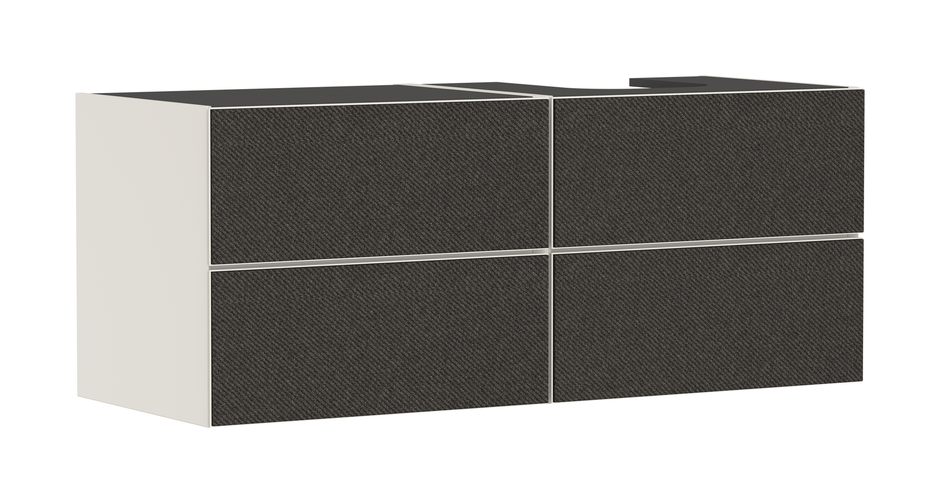 Onderkast Sand Matt Beige 1370/550 met 4 laden voor console met uitsparing rechts