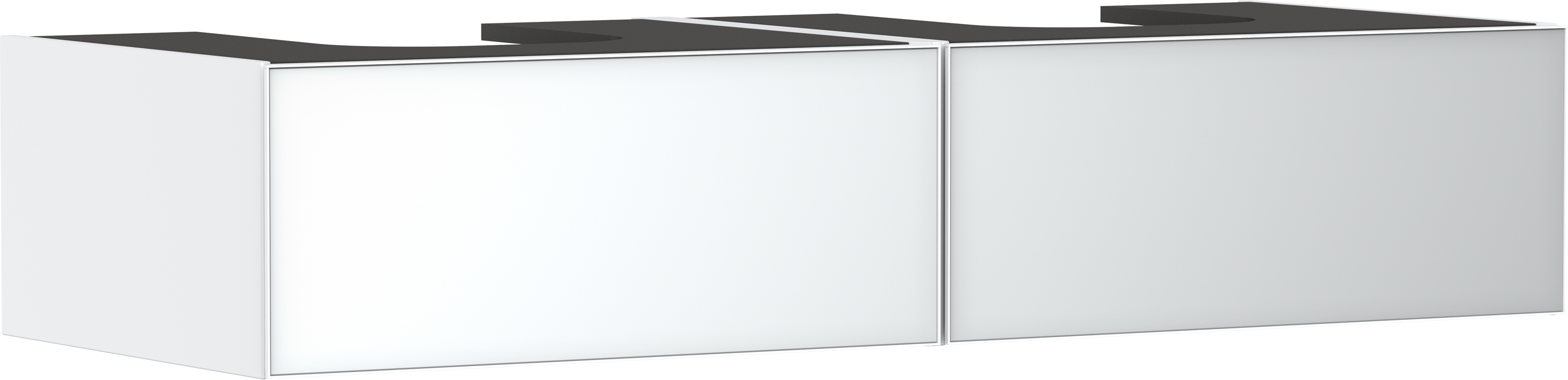 Onderkast Matt White 1370/550 met 2 laden voor console met  uitsparingen