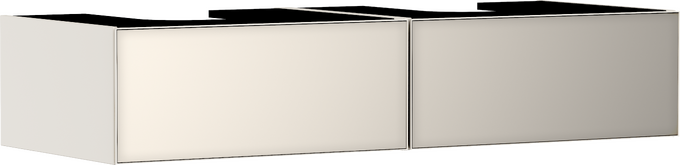 Mueble de baño beig arena mate 1370/550 con 2 cajones para consolas con 2 lavabos sobre encimera