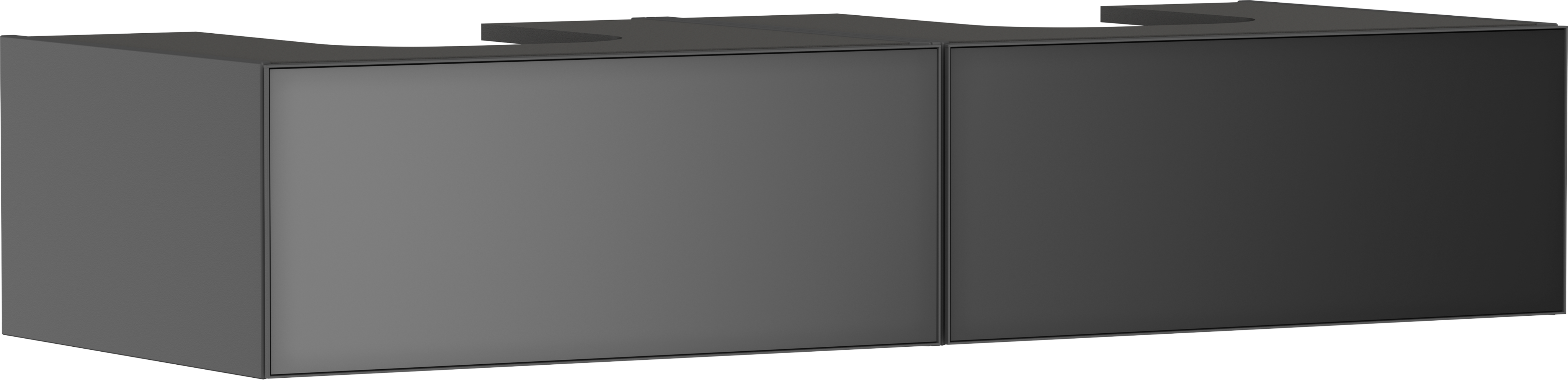 Base sottolavabo con 2 cassetti Grigio Ardesia Opaco 1370/550 per top con 2 fori