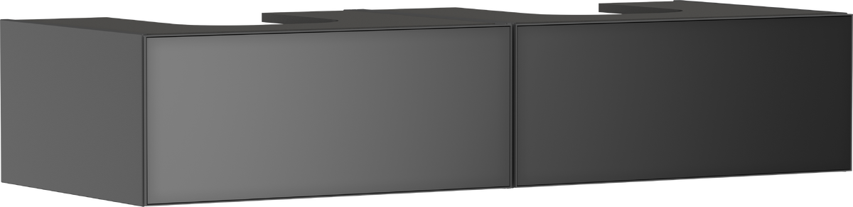 Mueble de baño gris pizarra mate 1370/550 con 2 cajones para consolas con 2 recortes