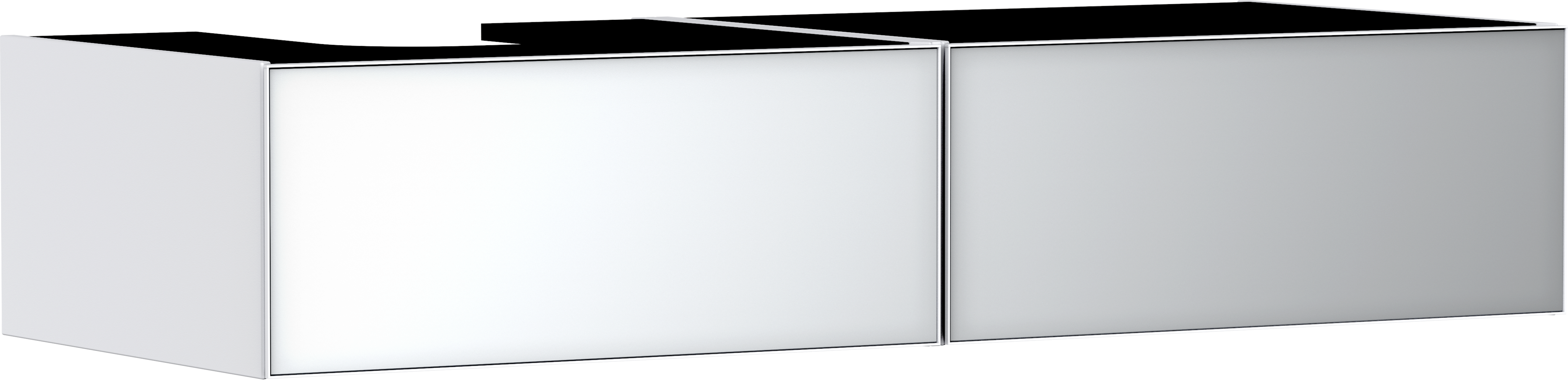 Onderkast Matt White 1370/550 met 2 laden voor console met uitsparing links