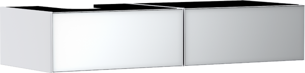 Meuble bas pour vasque/lavabo à poser 1370/550, 2 tiroirs, caisson Blanc mat Blanc métallisé