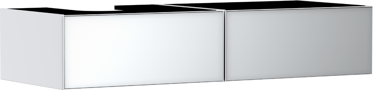 Mueble de baño blanco mate 1370/550 con 2 cajones para consolas con recorte a la izquierda