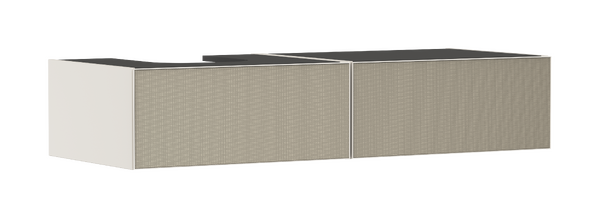 Meuble bas pour vasque/lavabo à poser 1370/550, 2 tiroirs, caisson Beige mat Bronze texturé