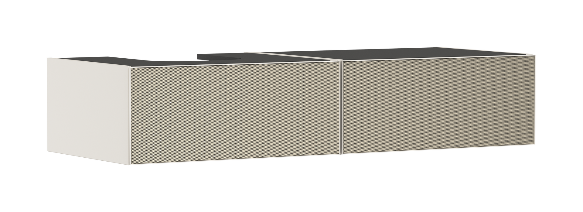 Mueble de baño beige arena mate 1370/550 con 2 cajones para consolas con recorte a la izquierda