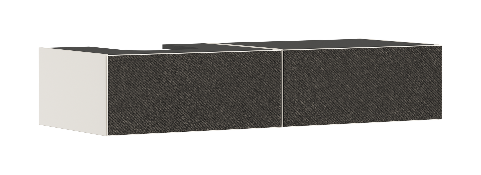 Mueble de baño beige arena mate 1370/550 con 2 cajones para consolas con recorte a la izquierda