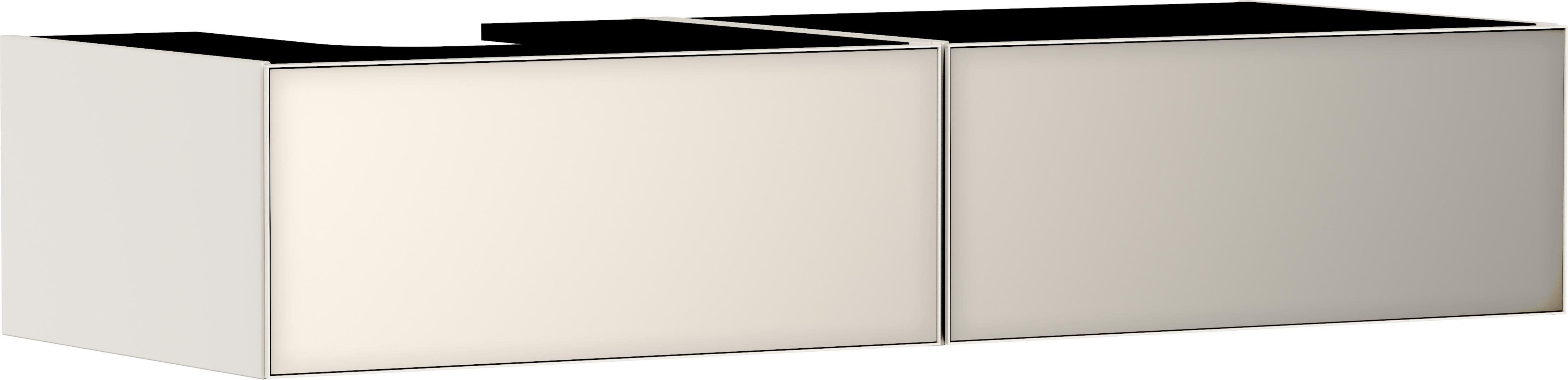 Onderkast Sand Matt Beige 1370/550 met 2 laden voor console met uitsparing links