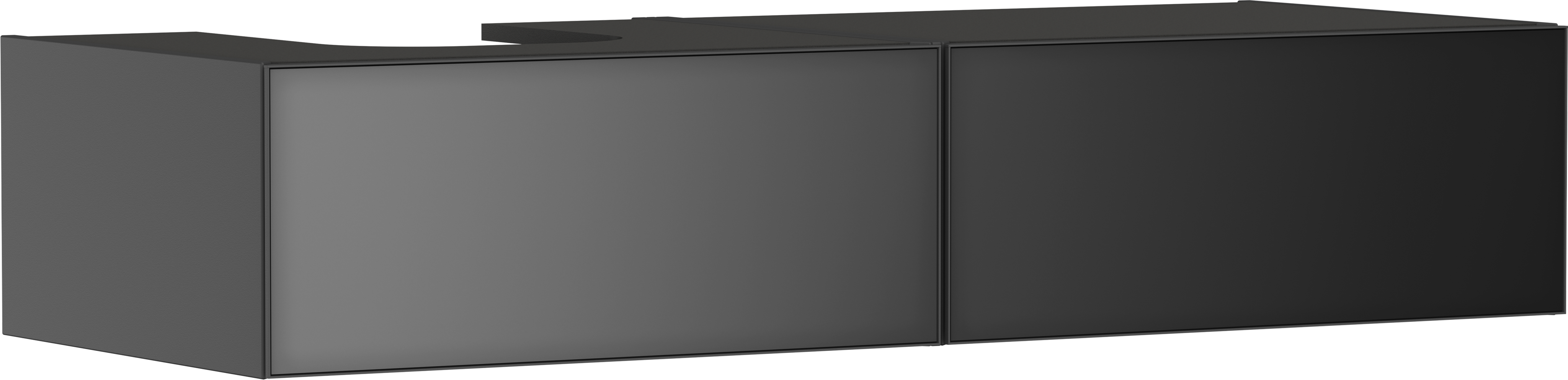 Mueble de baño gris pizarra mate 1370/550 con 2 cajones para consolas con recorte a la izquierda