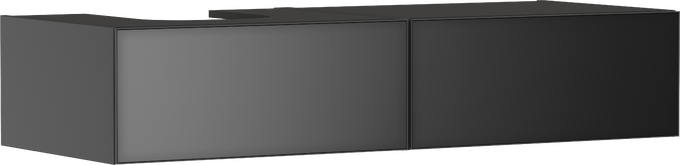 Waschtischunterschrank Schiefergrau Matt 1370/550 mit 2 Schubkästen für Konsolen mit Aufsatzwaschtisch/Aufsatzwaschtisch geschliffen links