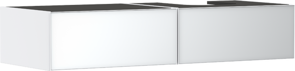 Meuble bas pour vasque/lavabo à poser 1370/550, 2 tiroirs, caisson Blanc mat Blanc métallisé