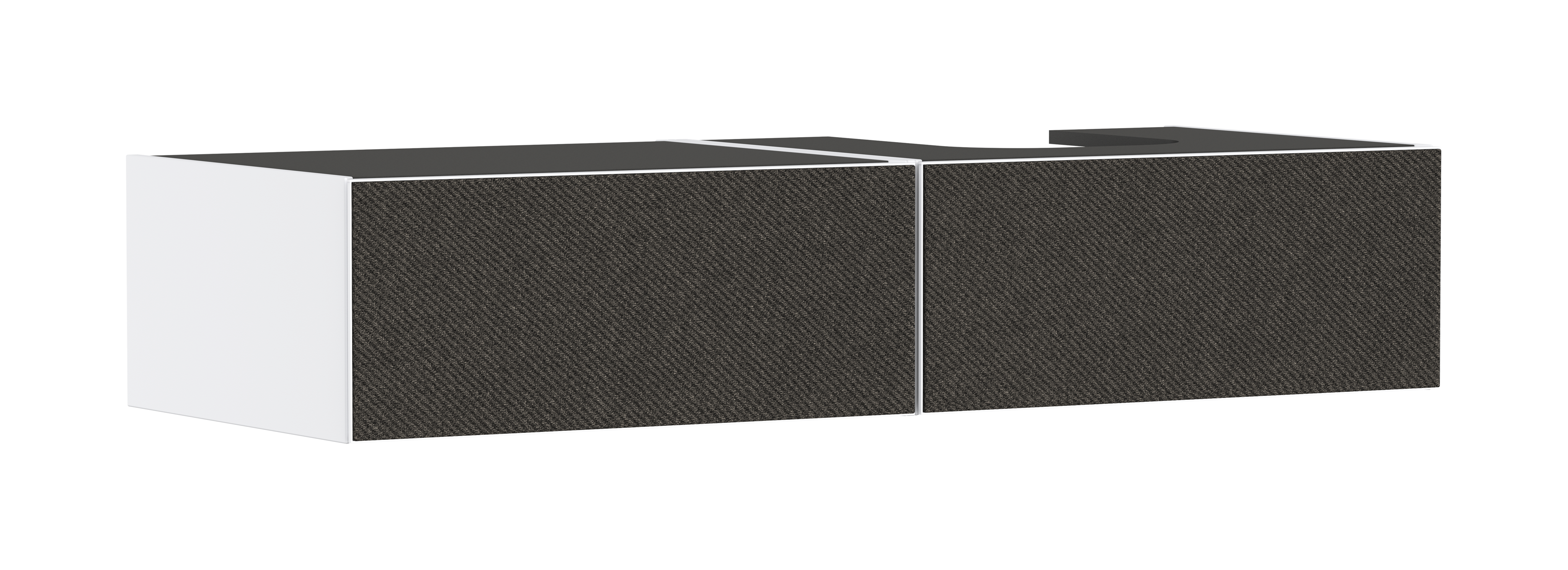 Vanity unit Matt White 1370/550 with 2 drawers for console with cutout right