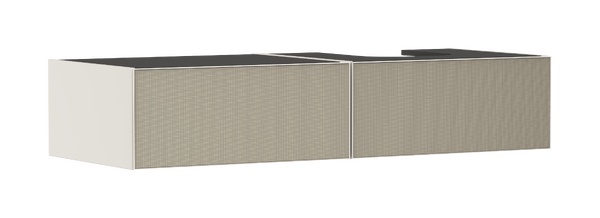 Meuble bas pour vasque/lavabo à poser 1370/550, 2 tiroirs, caisson Beige mat Bronze texturé