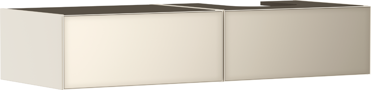 Mueble de baño beig arena mate 1370/550 con 2 cajones para consolas con recorte a la derecha