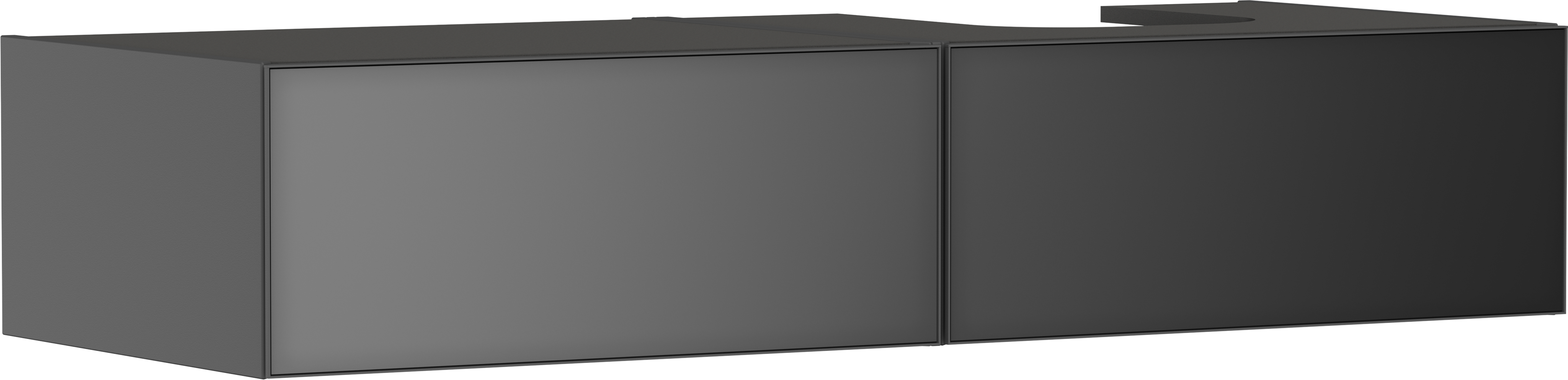 Waschtischunterschrank Schiefergrau Matt 1370/550 mit 2 Schubkästen für Konsole mit Ausschnitt rechts