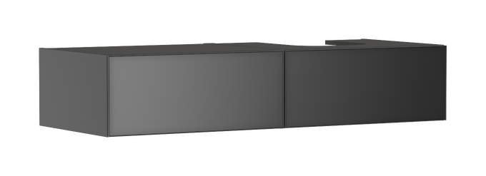 Waschtischunterschrank Schiefergrau Matt 1370/550 mit 2 Schubkästen für Konsolen mit Aufsatzwaschtisch/Aufsatzwaschtisch geschliffen rechts