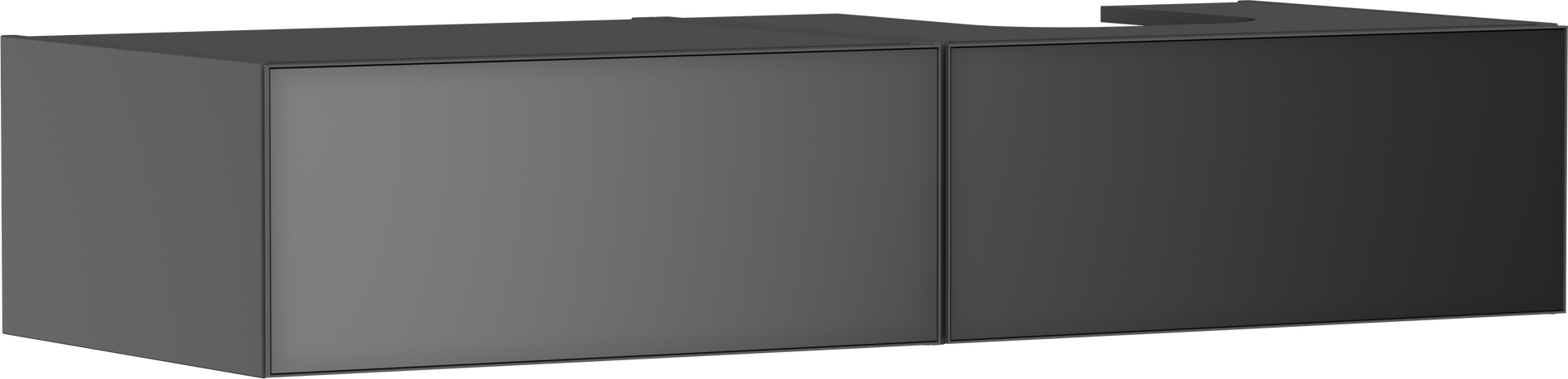 Waschtischunterschrank Schiefergrau Matt 1370/550 mit 2 Schubkästen für Konsole mit Ausschnitt rechts