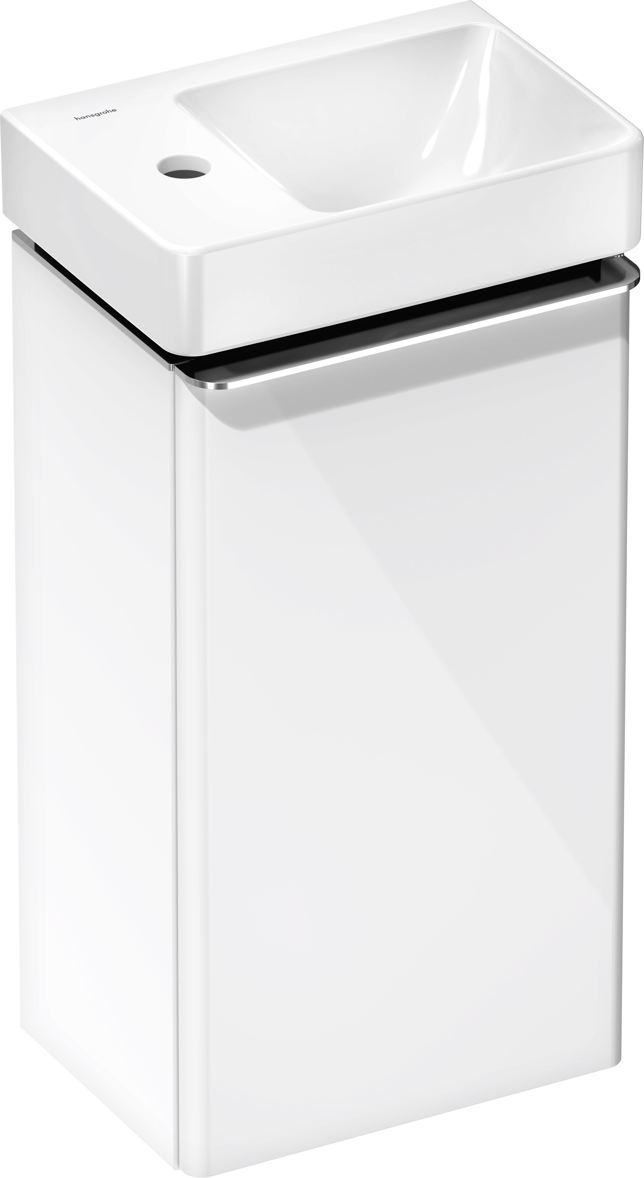 Set de mueble de baño blanco de alto brillo 340/245 bisagra a la izquierda con lavamanos