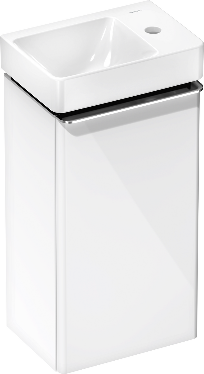 Vanity unit set High Gloss White 340/245 door hinge right with handrinse basin