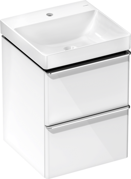 Vaskeskab hvid højglans 480/475 med 2 skuffer med lille håndvask