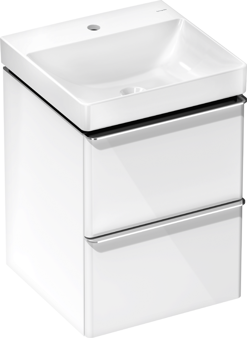 Waschtischunterschrank Set Weiss Hochglanz 480/475 mit 2 Schubkästen mit Handwaschbecken