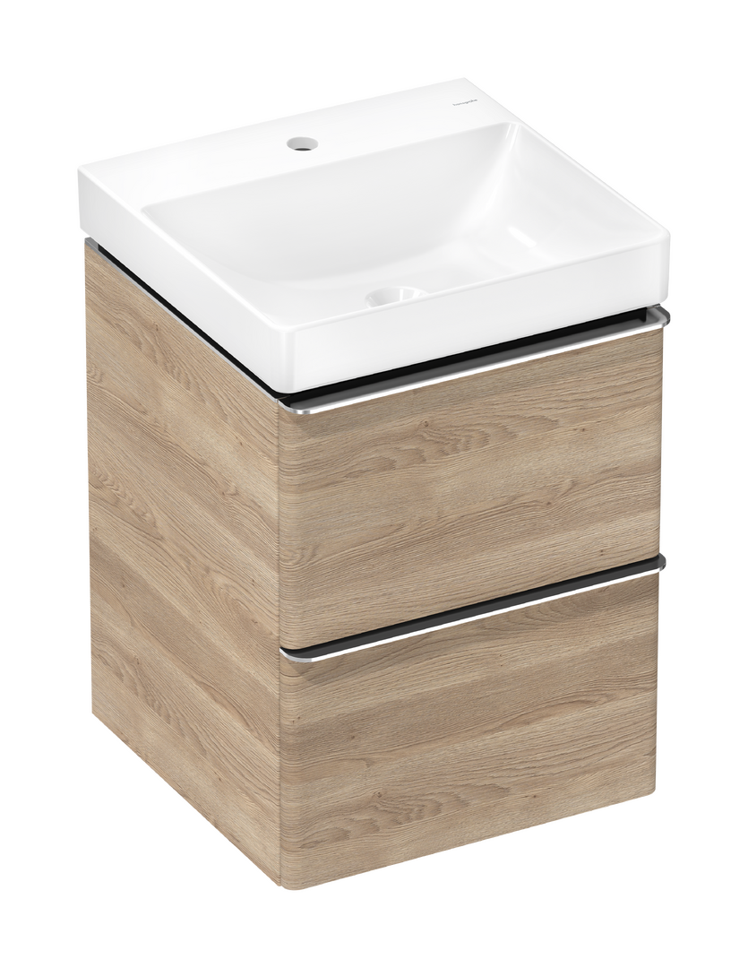 Set base sottolavabo con 2 cassetti Rovere Naturale 480/475 con lavamani