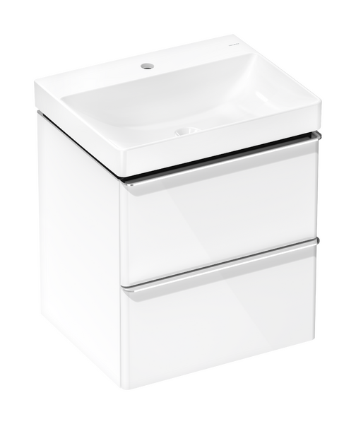 badmeubel set High Gloss White 580/475 met 2 lades met wastafel