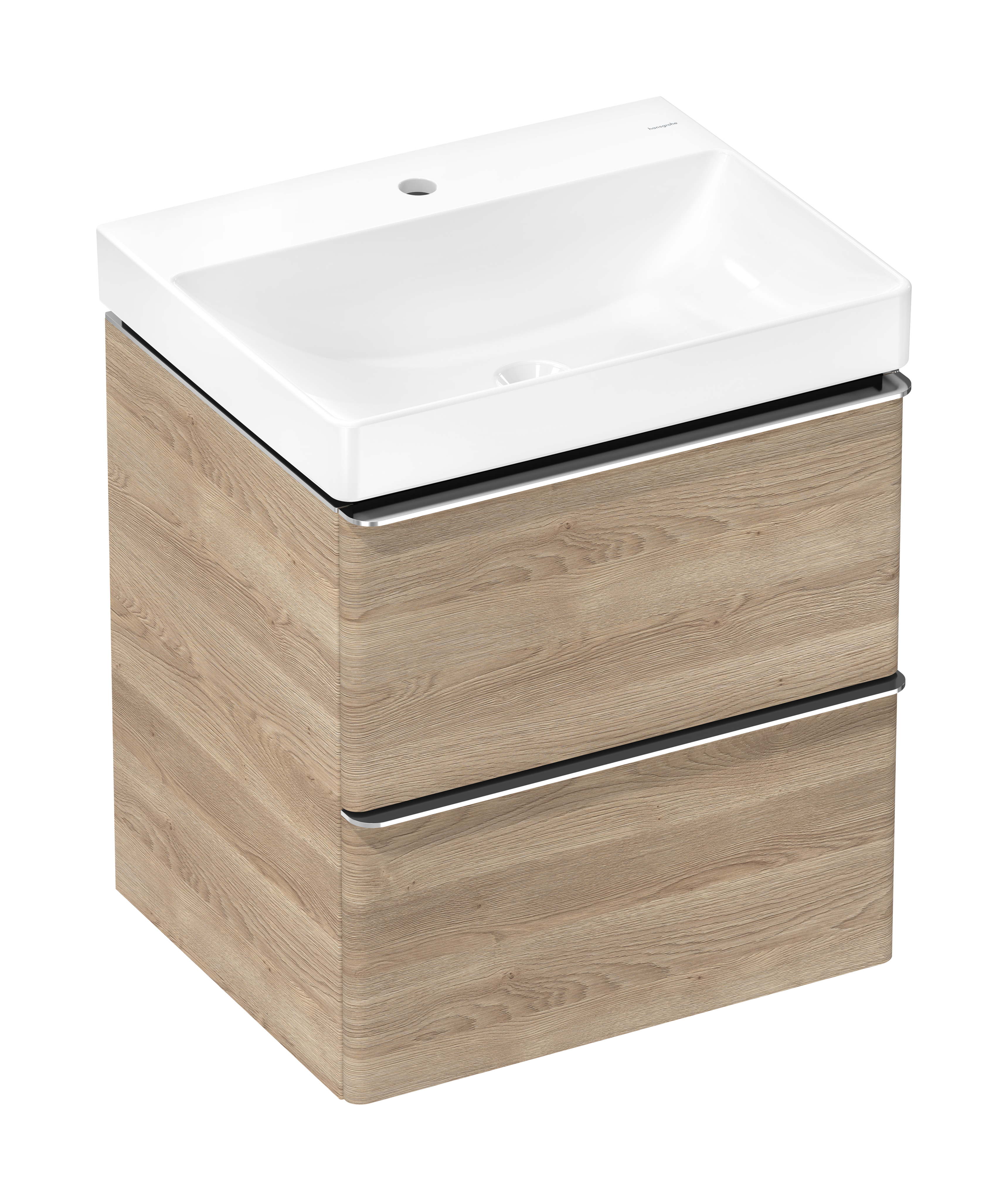 Set de mueble de baño roble natural 580/475 con 2 cajones con lavabo