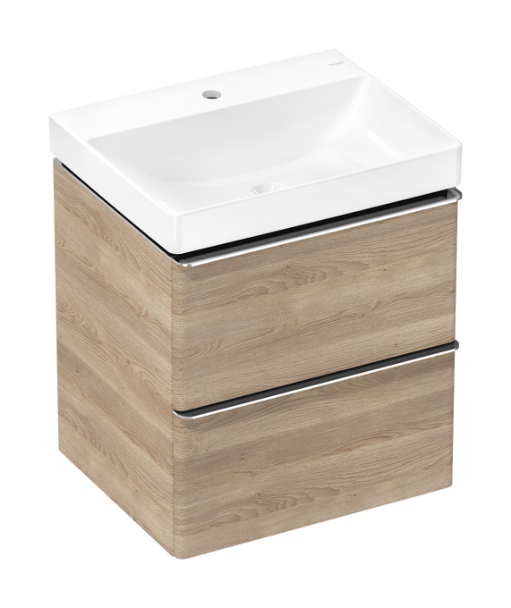 Set base sottolavabo con 2 cassetti Rovere Naturale 580/475 per lavabo