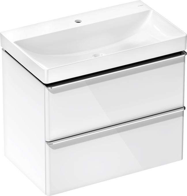 Set base sottolavabo con 2 cassetti Bianco Lucido 780/475 con lavabo