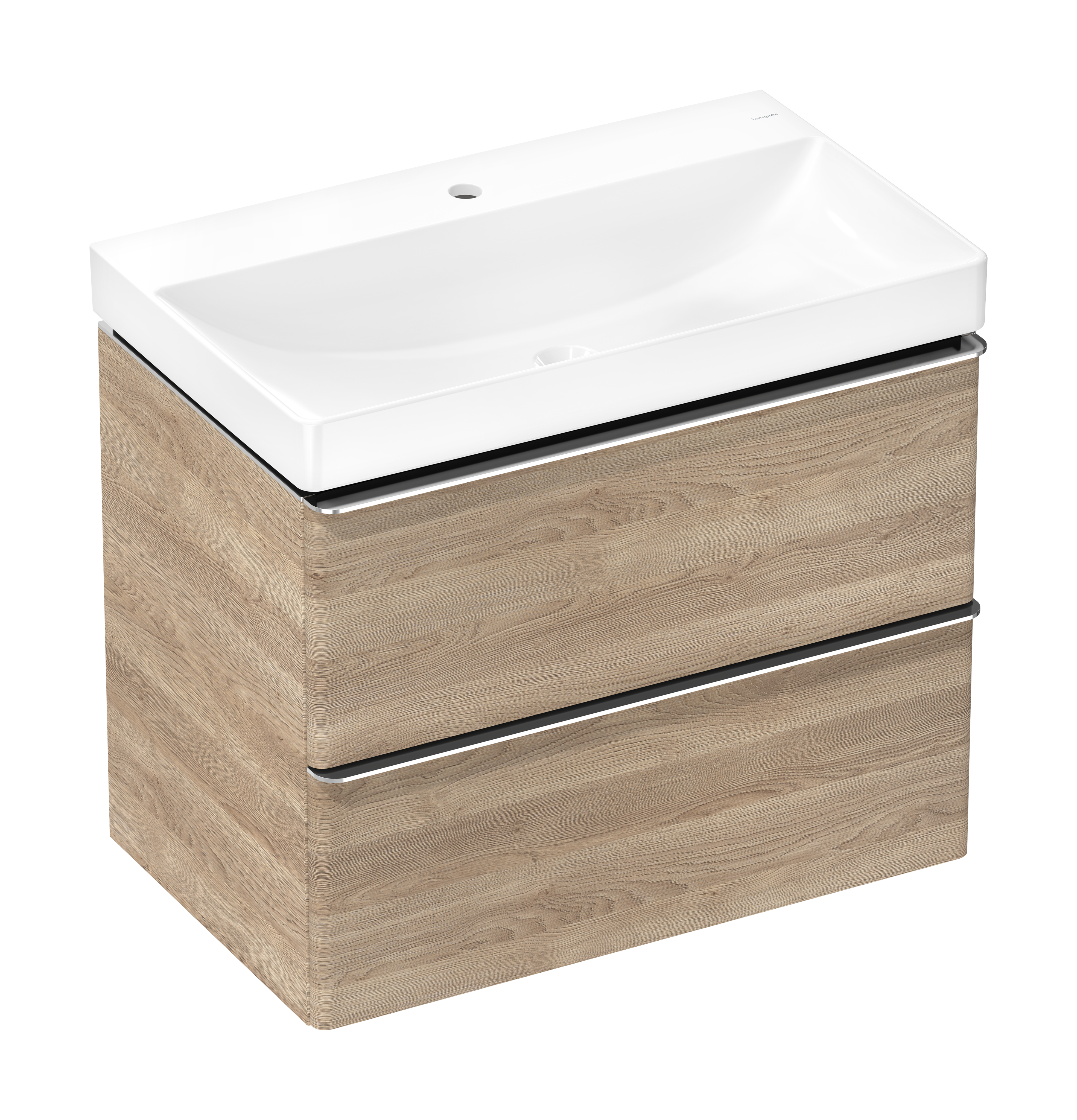 Set de mueble de baño roble natural 780/475 con 2 cajones con lavabo