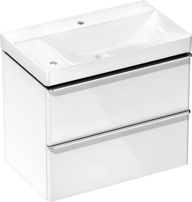 Set base sottolavabo con 2 cassetti Bianco Lucido 580/475 con lavabo