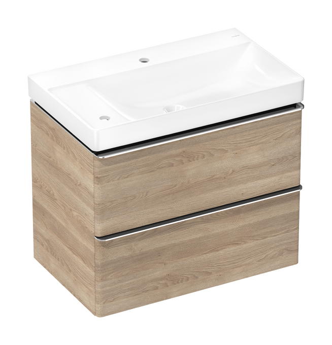 Vanity unit set Natural Oak 780/475 with 2 drawers with wash basin