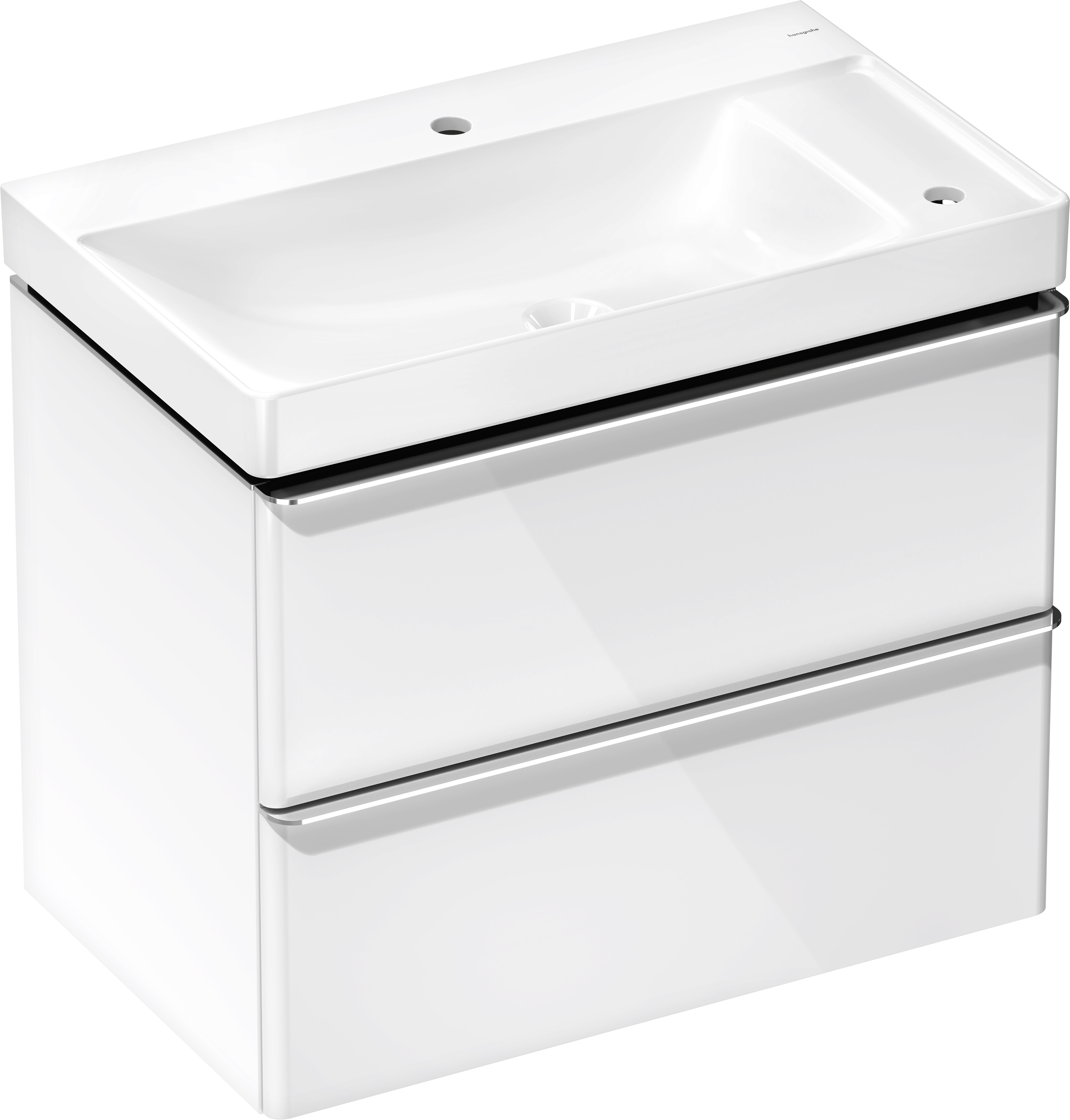 Set de mueble de baño blanco de alto brillo 780/475 con 2 cajones con lavabo