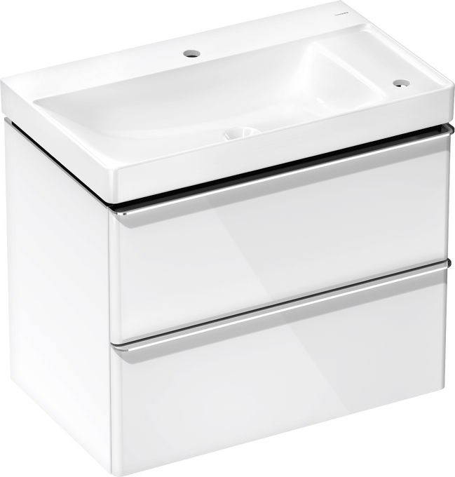 Set base sottolavabo con 2 cassetti Bianco Lucido 780/475 con lavabo
