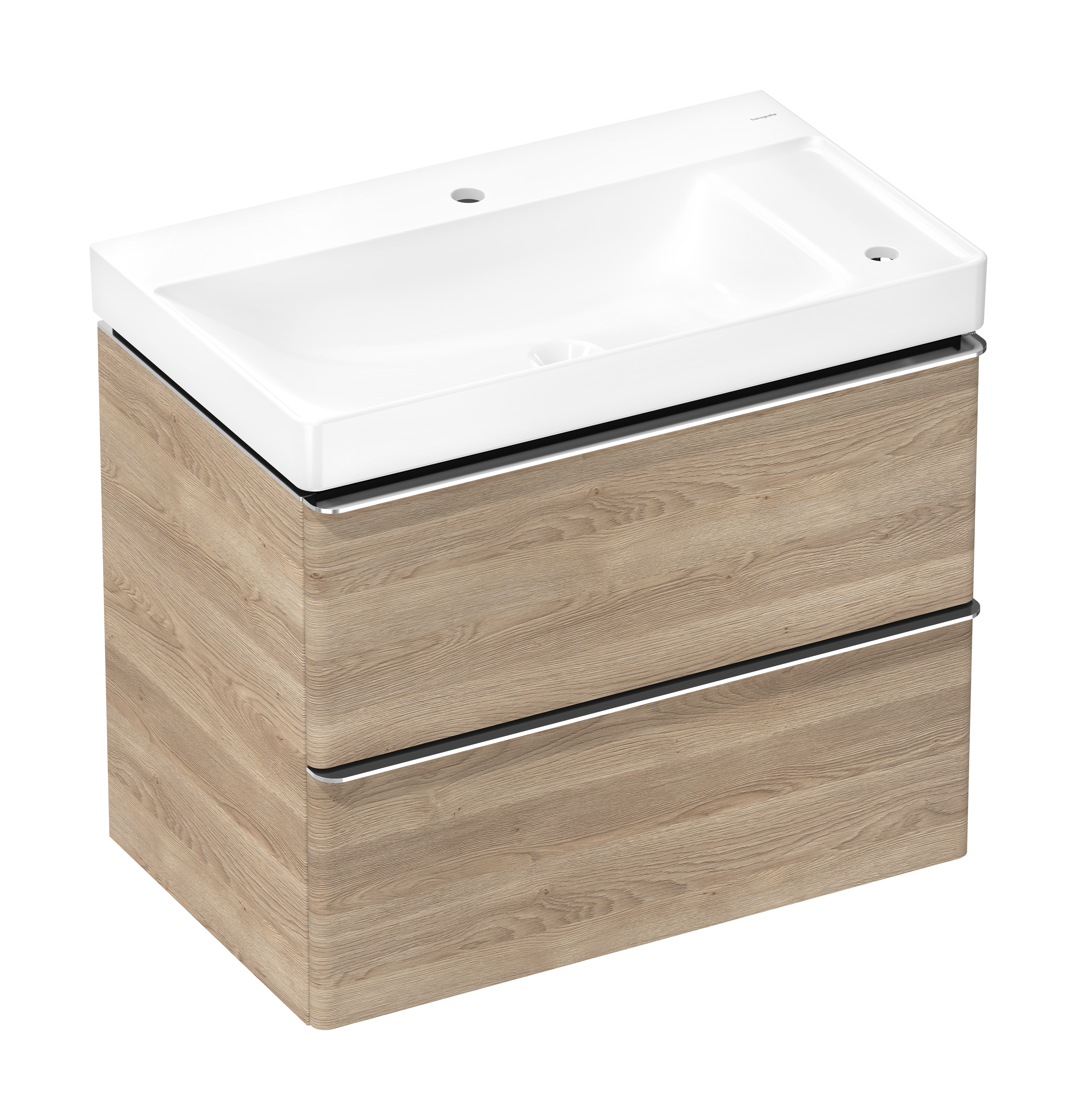 Set de mueble de baño roble natural 780/475 con 2 cajones con lavabo
