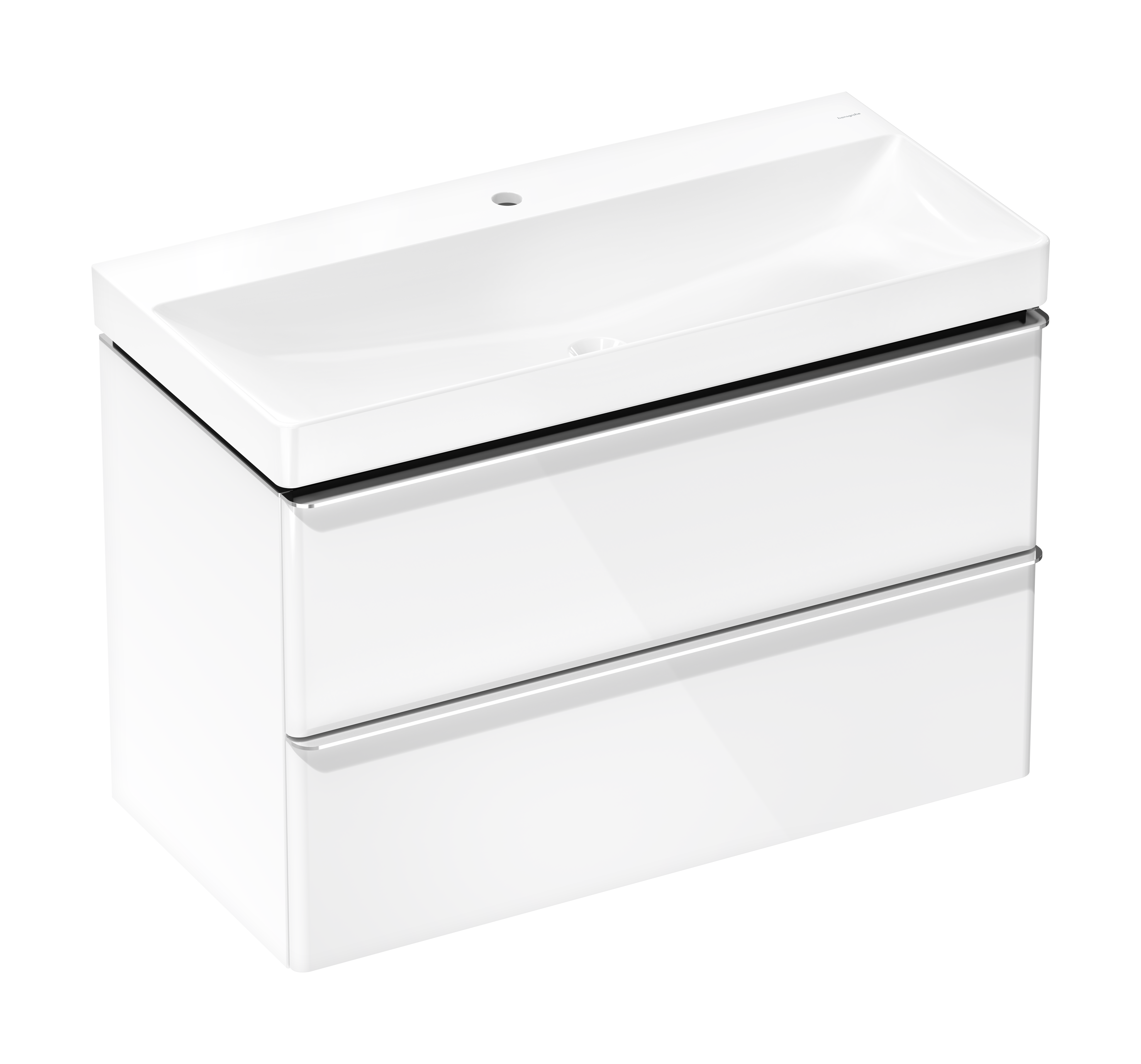 Vanity unit set High Gloss White 980/475 with 2 drawers with wash basin