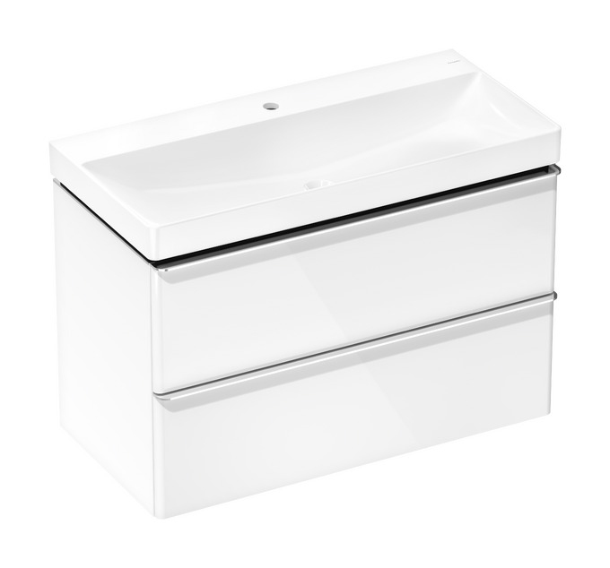 Set base sottolavabo con 2 cassetti Bianco Lucido 980/475 con lavabo