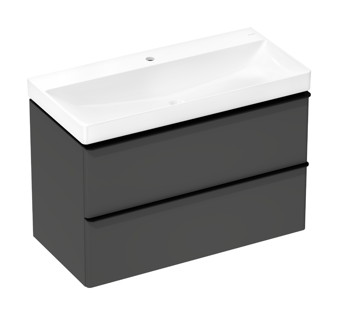 Set de mueble de baño gris mate diamante 980/475 con 2 cajones con lavabo