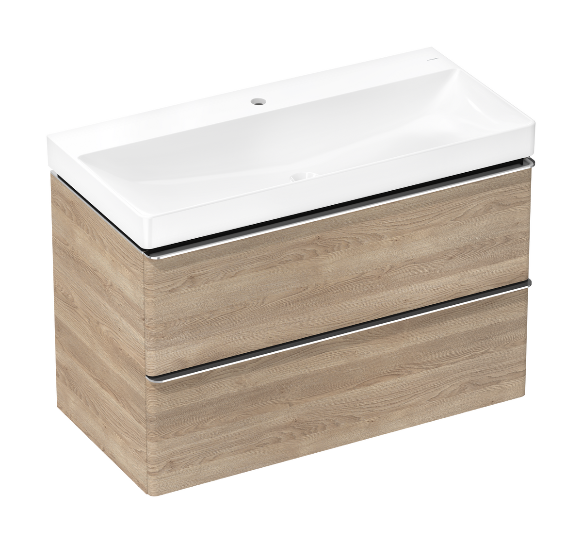Set de mueble de baño roble natural 980/475 con 2 cajones con lavabo