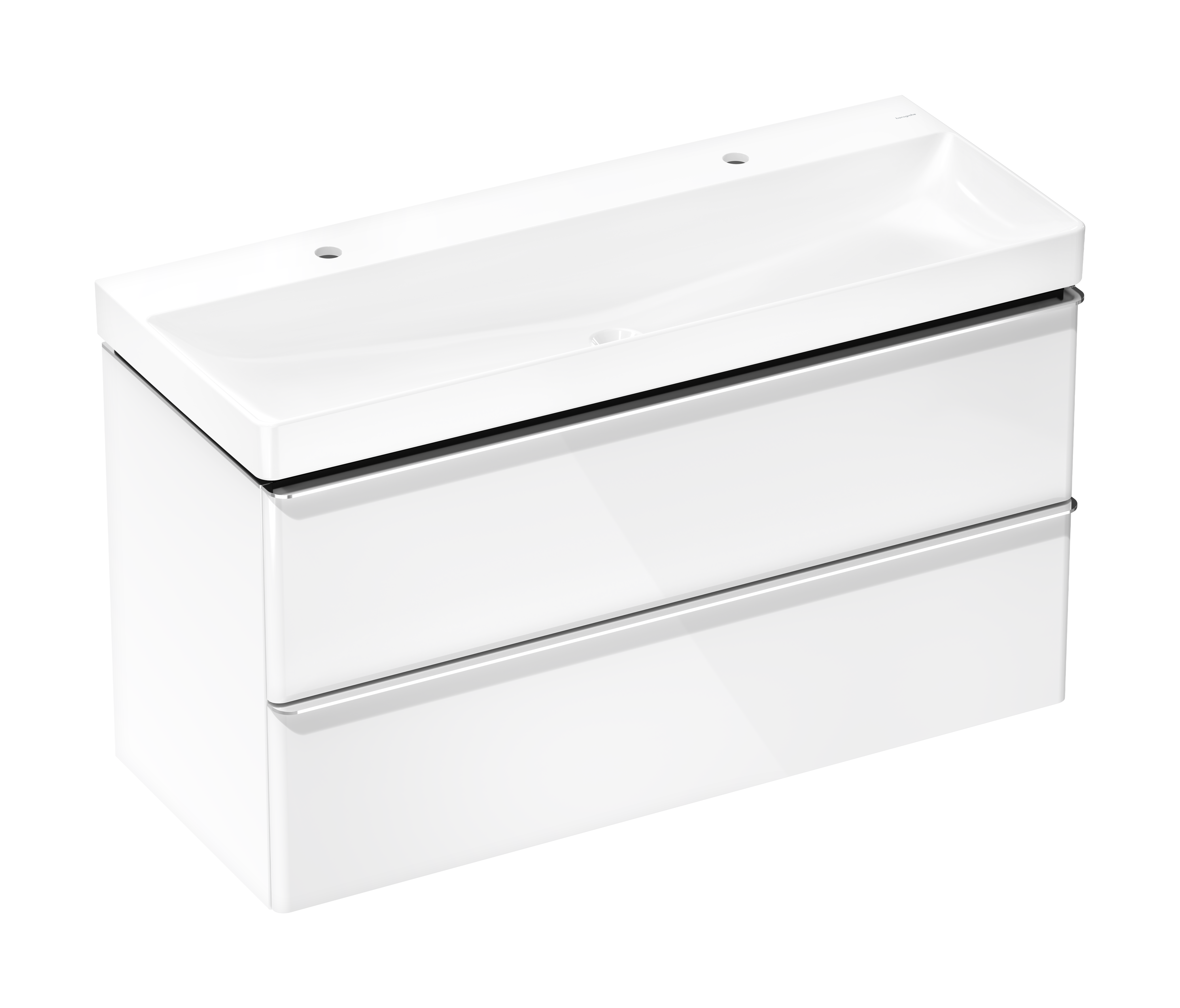 Onderkastset High Gloss White 1180/475 met 2 laden en wastafel