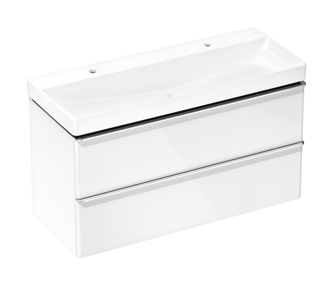 Set de mueble de baño blanco de alto brillo 1180/475 con 2 cajones con lavabo
