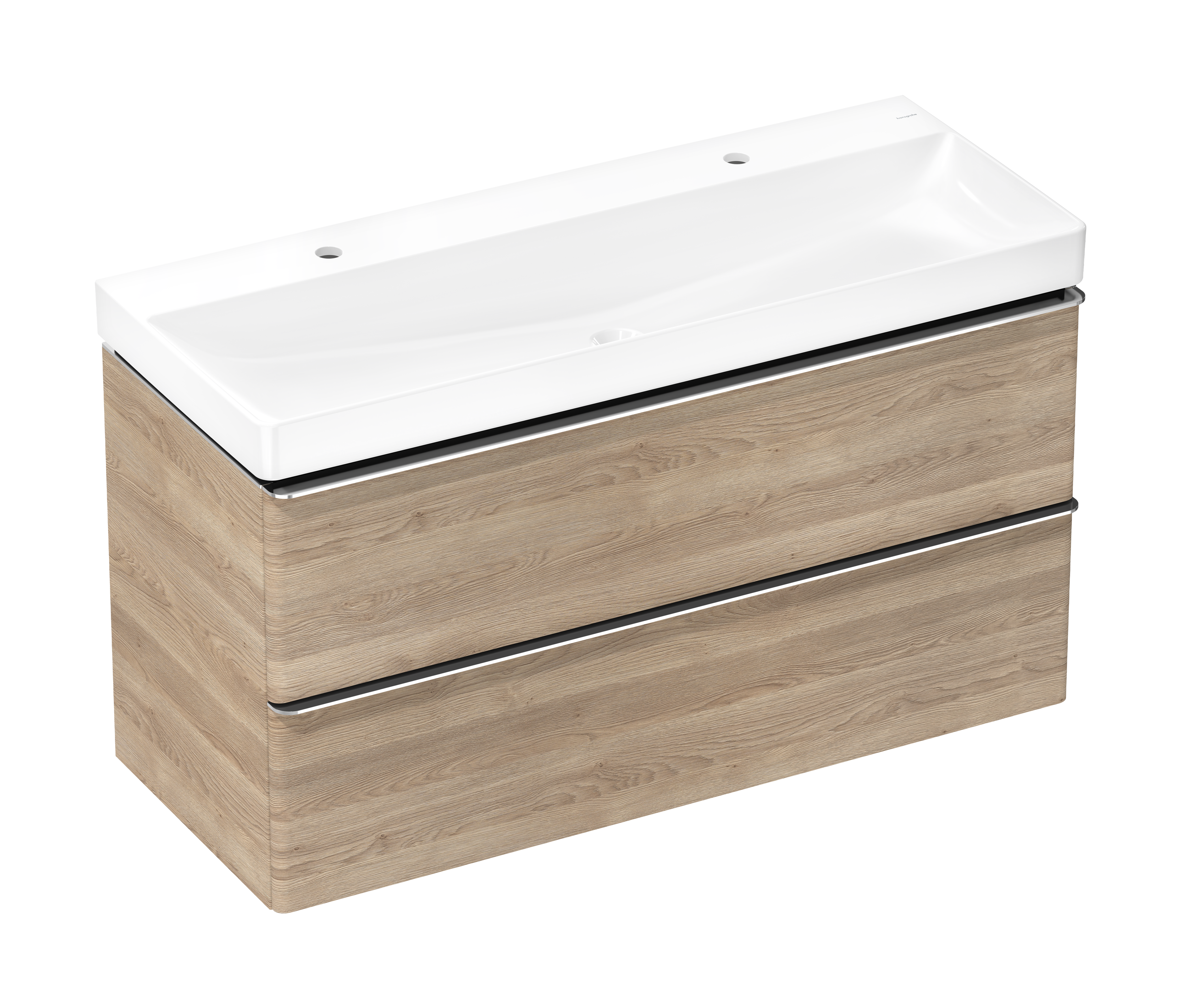 Set base sottolavabo con 2 cassetti Rovere Naturale 1180/475 con lavabo